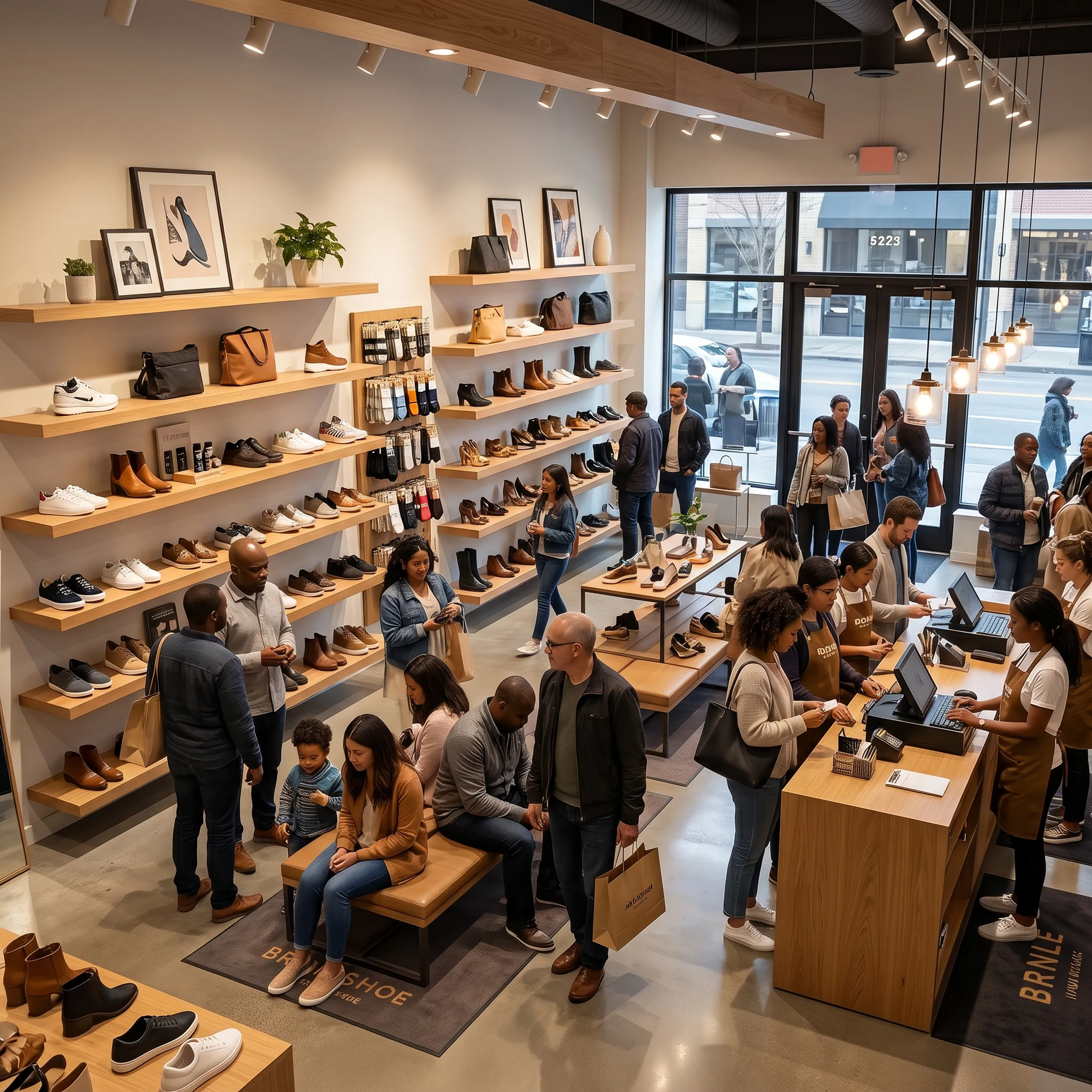Bois Float hidden-bracket shelving on a boutique display wall